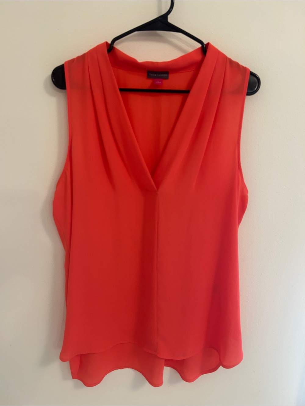 Vince Camuto Coral-Red Sleeveless V-Neck Layered Chiffon Camisole